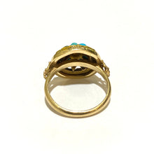 Antique 9ct Rose Gold, Yellow Diamond and Turquoise Dress Ring