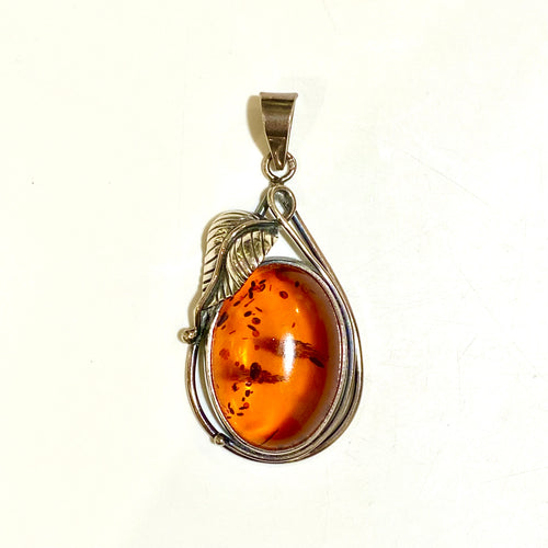 Sterling Silver Baltic Amber Pendant