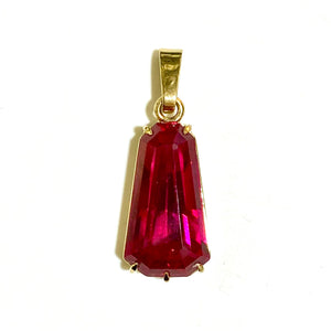 9ct Yellow Gold Synthetic Ruby Pendant – Tresors Sydney