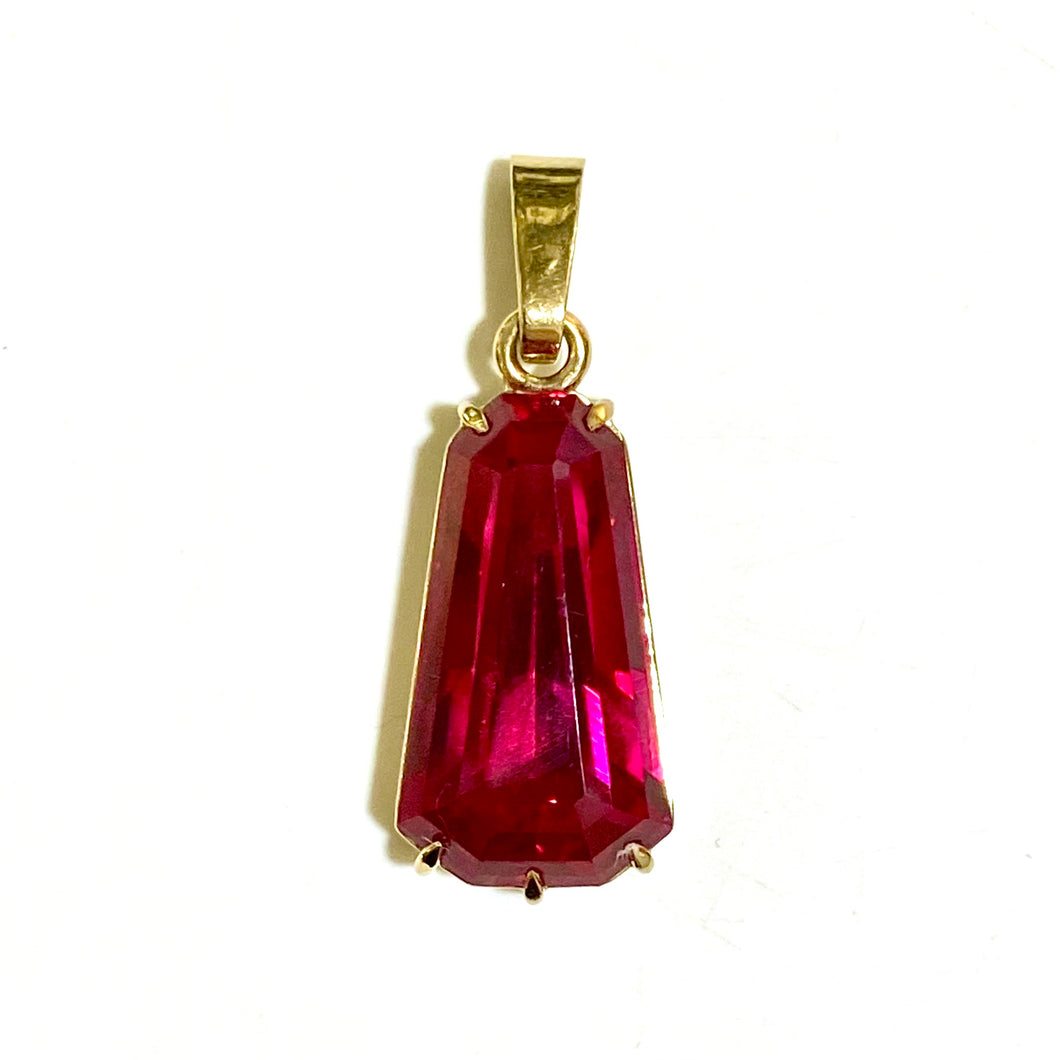 9ct Yellow Gold Synthetic Ruby Pendant