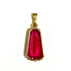 9ct Yellow Gold Synthetic Ruby Pendant