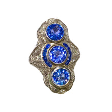 Art Deco 18ct White Gold Sapphire and Diamond Ring
