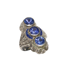 Art Deco 18ct White Gold Sapphire and Diamond Ring