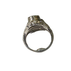 Art Deco 18ct White Gold Sapphire and Diamond Ring