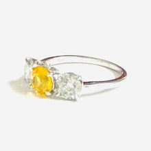 18ct White Gold Diamond and Yellow Sapphire Trilogy Ring