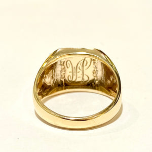 9ct Yellow Gold Blue Enamel Freemasonry Signet Ring