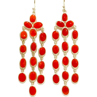 Sterling Silver Gold Plate Momo Coral Cabochon Drop Earrings
