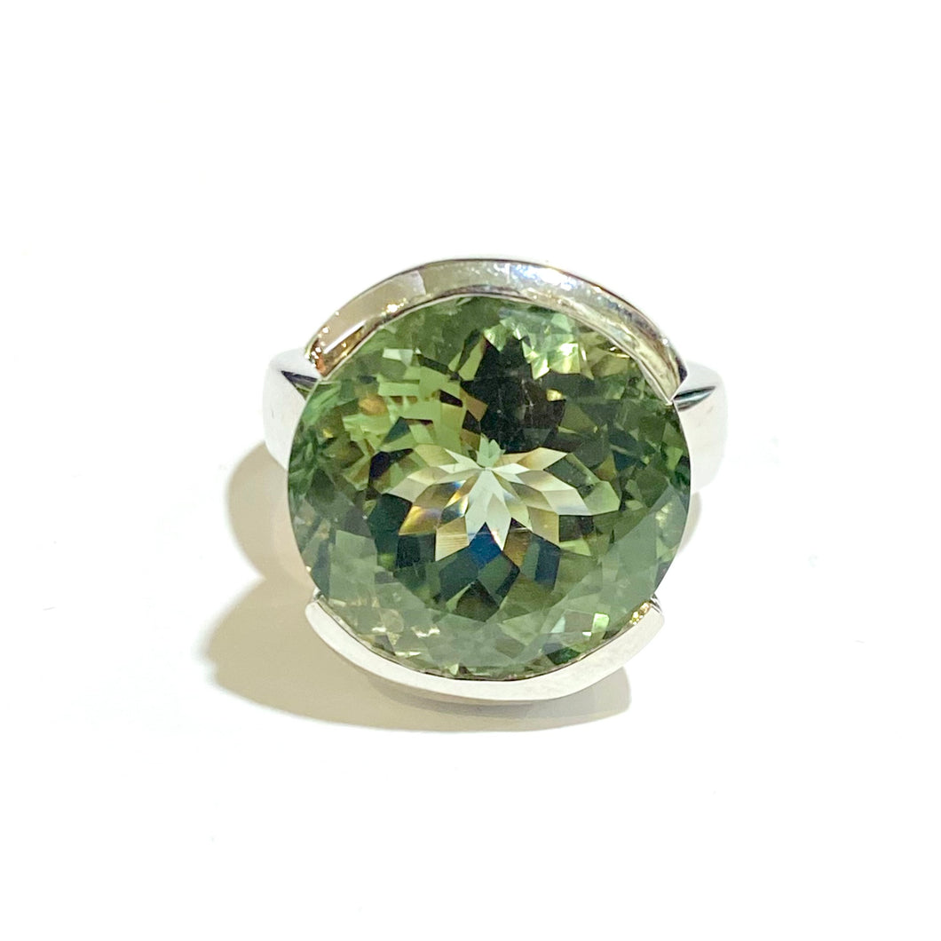 Green Citrine Sterling Silver Ring