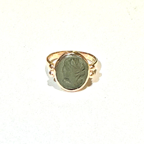 9ct Rose Gold Grey Lava Stone Cameo Ring