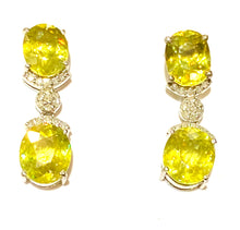 Sphene with Diamonds in Sterling Silver Stud Earrings