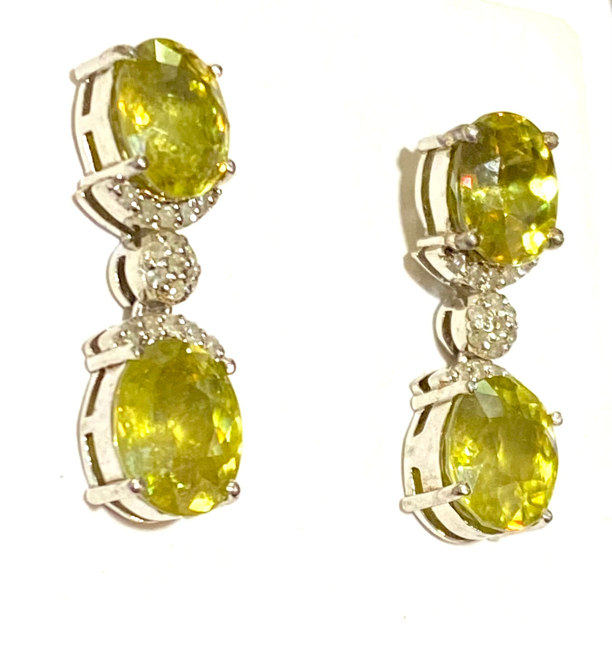 Sphene with Diamonds in Sterling Silver Stud Earrings