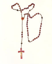 Carved Red Amber Rosary Beaded Necklace