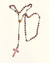 Carved Red Amber Rosary Beaded Necklace