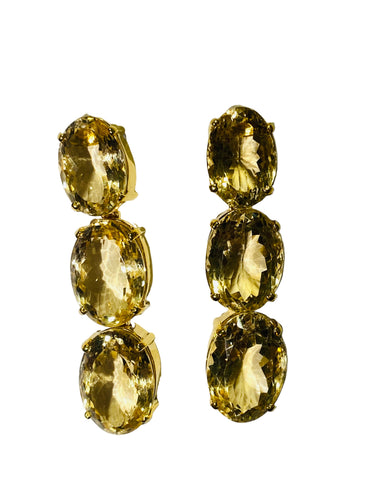 Citrine Sterling Silver Gold Plate Stud Earrings