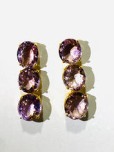 Pink Amethyst Citrine Sterling Silver Gold Plate Stud Earrings