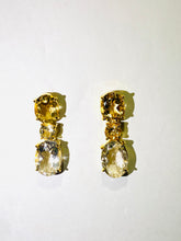 Citrine and Rock Crystal Sterling Silver Yellow Gold Plate Stud Earrings