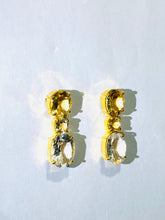 Citrine and Rock Crystal Sterling Silver Yellow Gold Plate Stud Earrings