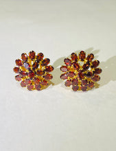 Garnet Sterling Silver Yellow Gold Plate Stud Earrings