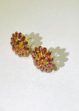 Garnet Sterling Silver Yellow Gold Plate Stud Earrings