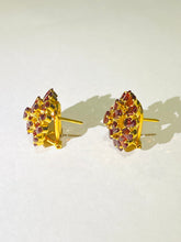 Garnet Sterling Silver Yellow Gold Plate Stud Earrings