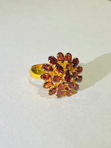 Garnet Sterling Silver Yellow Gold Plate Ring