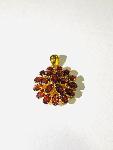Garnet Pendant Sterling Silver Yellow Gold Plate