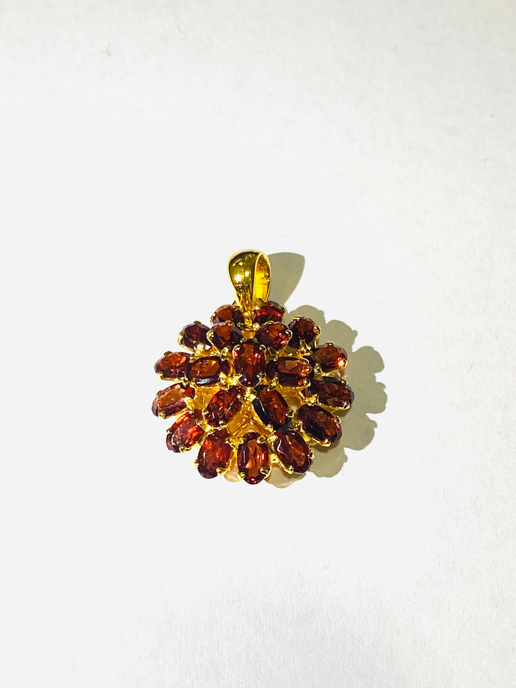 Garnet Pendant Sterling Silver Yellow Gold Plate