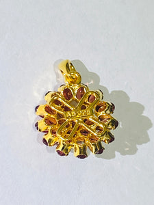 Garnet Pendant Sterling Silver Yellow Gold Plate