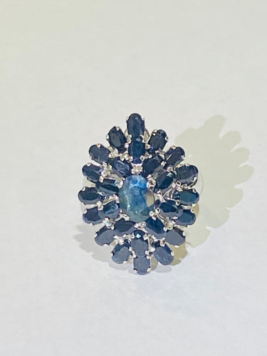 Sterling Silver Natural Blue Sapphire Ring