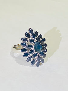 Sterling Silver Natural Blue Sapphire Ring