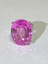 9ct White Gold 25ct Oval Faceted Pink Topaz Ring
