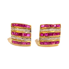 18ct Yellow Gold Ruby and Diamond Stud Earrings