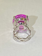 9ct White Gold 25ct Oval Faceted Pink Topaz Ring