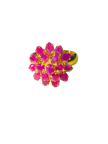 Ruby Ring in Sterling Silver Yellow Gold Plate