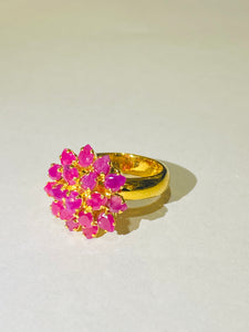 Ruby Ring in Sterling Silver Yellow Gold Plate