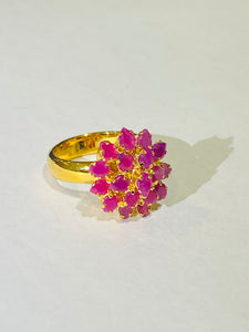 Ruby Ring in Sterling Silver Yellow Gold Plate