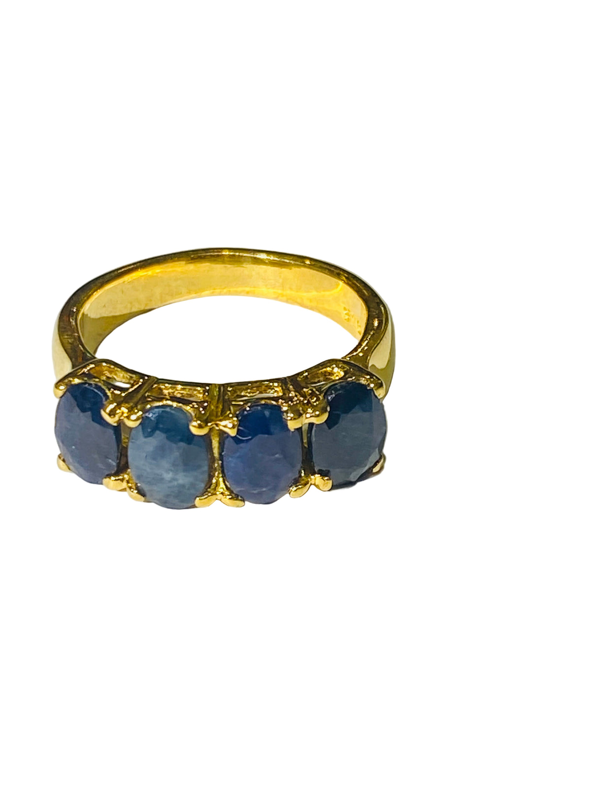 Sapphire Ring in Sterling Silver Yellow Gold Plate