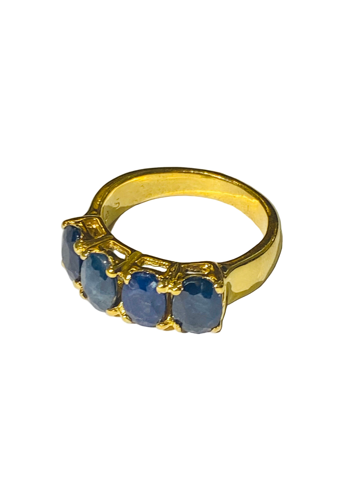 Sapphire Ring in Sterling Silver Yellow Gold Plate