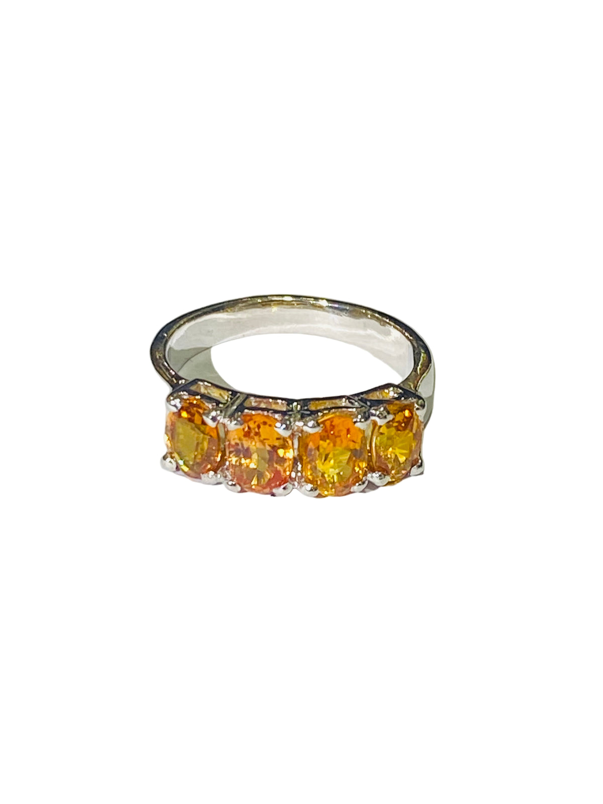 Orange Sapphire Ring in Sterling Silver