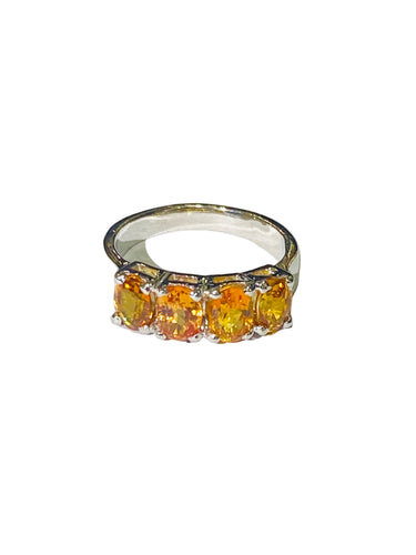 Orange Sapphire Ring in Sterling Silver