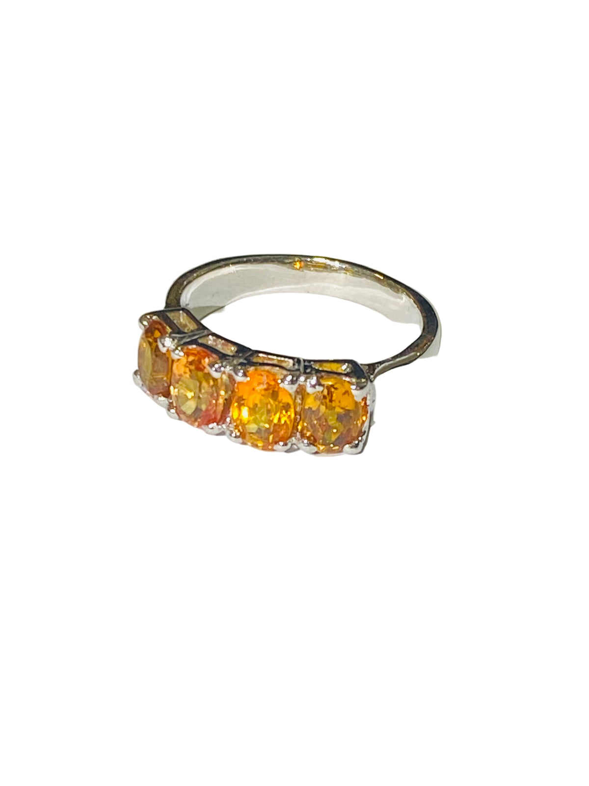 Orange Sapphire Ring in Sterling Silver