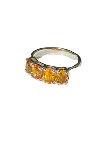 Orange Sapphire Ring in Sterling Silver