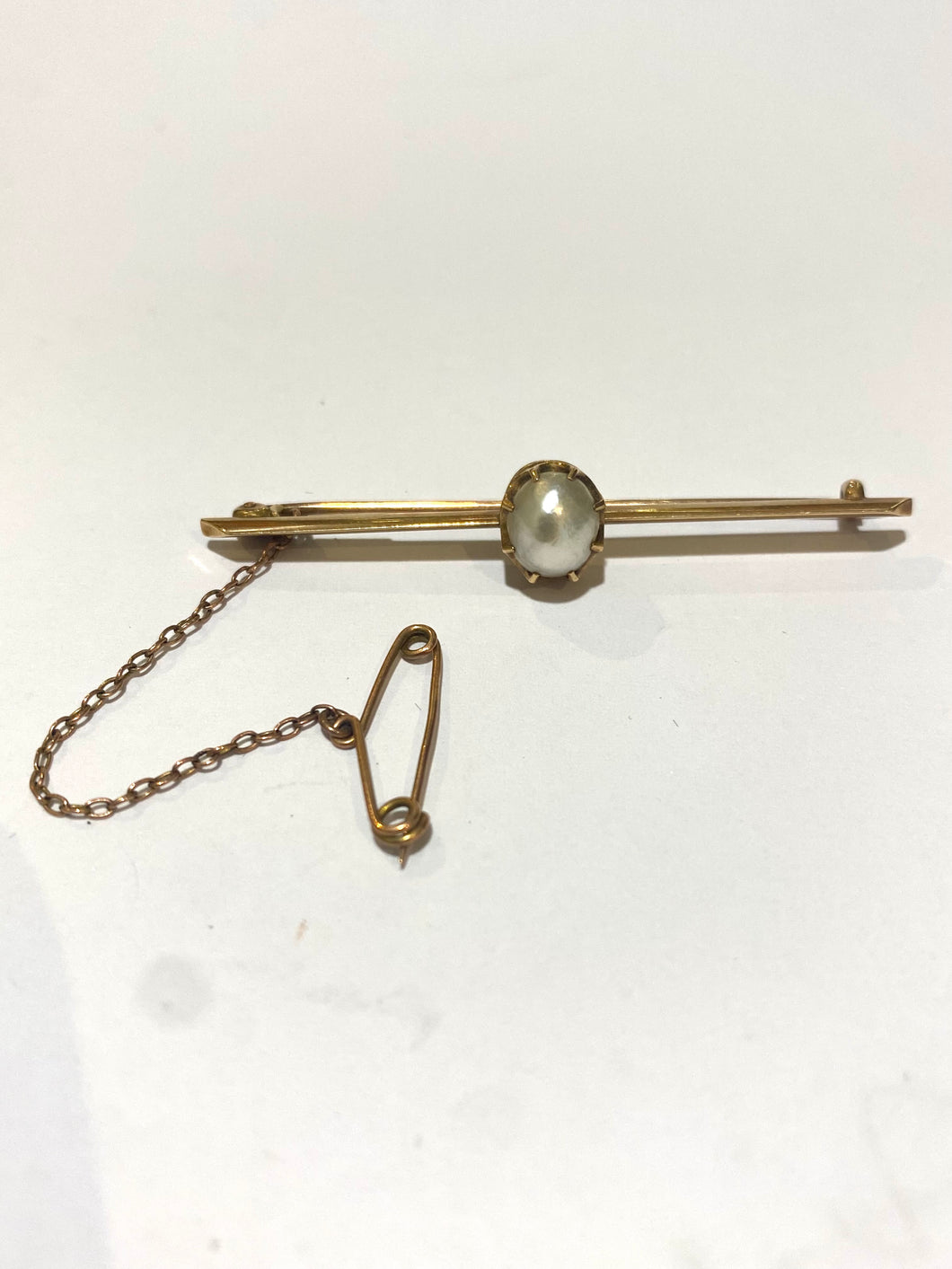 15ct Rise Gold Natural Unpolished Pearl pin Maker E.S. AUSTRALIA