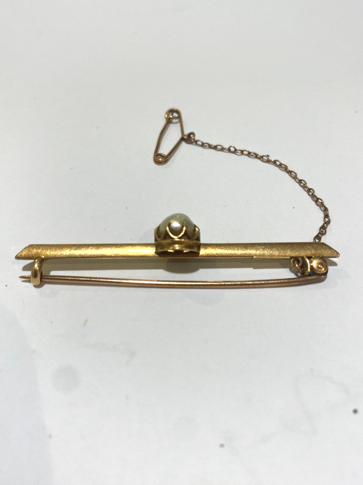 15ct Rise Gold Natural Unpolished Pearl pin Maker E.S. AUSTRALIA