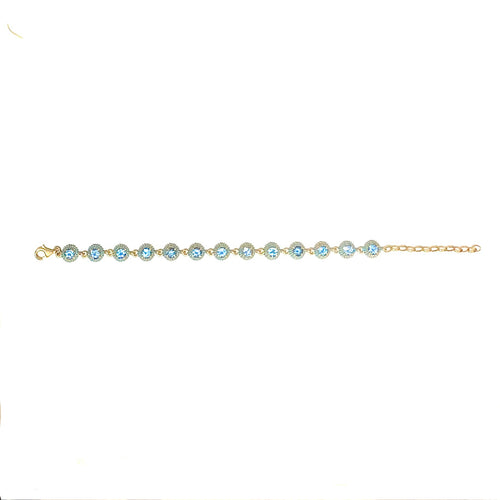 Sterling Silver Enamel and Blue Topaz Bracelet