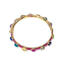 Sterling Silver Gold Plated Enamel and Gemstone Bangle