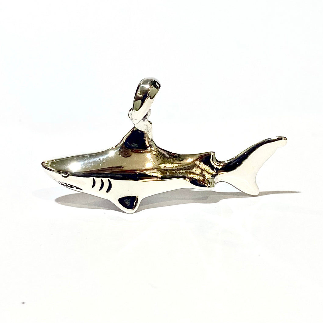 Sterling Silver Solid Shark Pendant