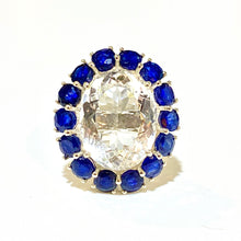 Sterling Silver Rock Crystal and Sapphire Dress Ring