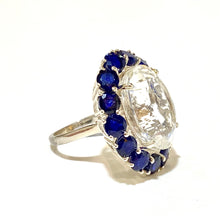 Sterling Silver Rock Crystal and Sapphire Dress Ring