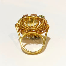 Sterling Silver Gold Plated Citrine, Tourmaline and Diamond Ring